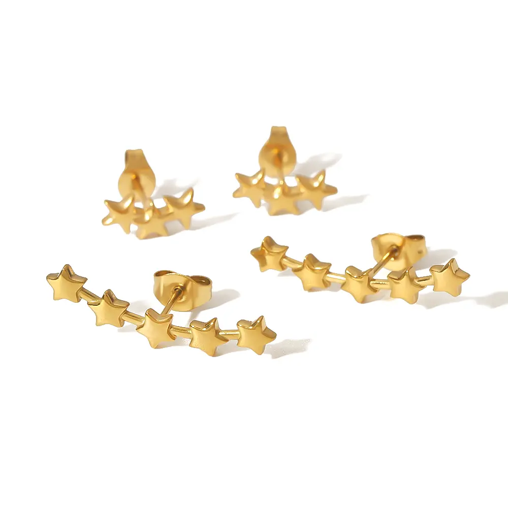 1 Pair Simple Style Star Shape Stainless Steel 18K Gold Plated Women's Stud Earrings h5 